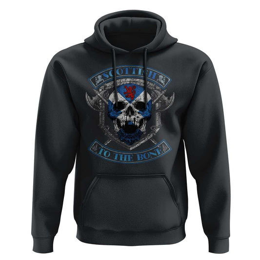 Funny Scottish Scottish To The Bone Vintage Scottish Lion Rampant Flag Skull Viking Hoodie Cotton