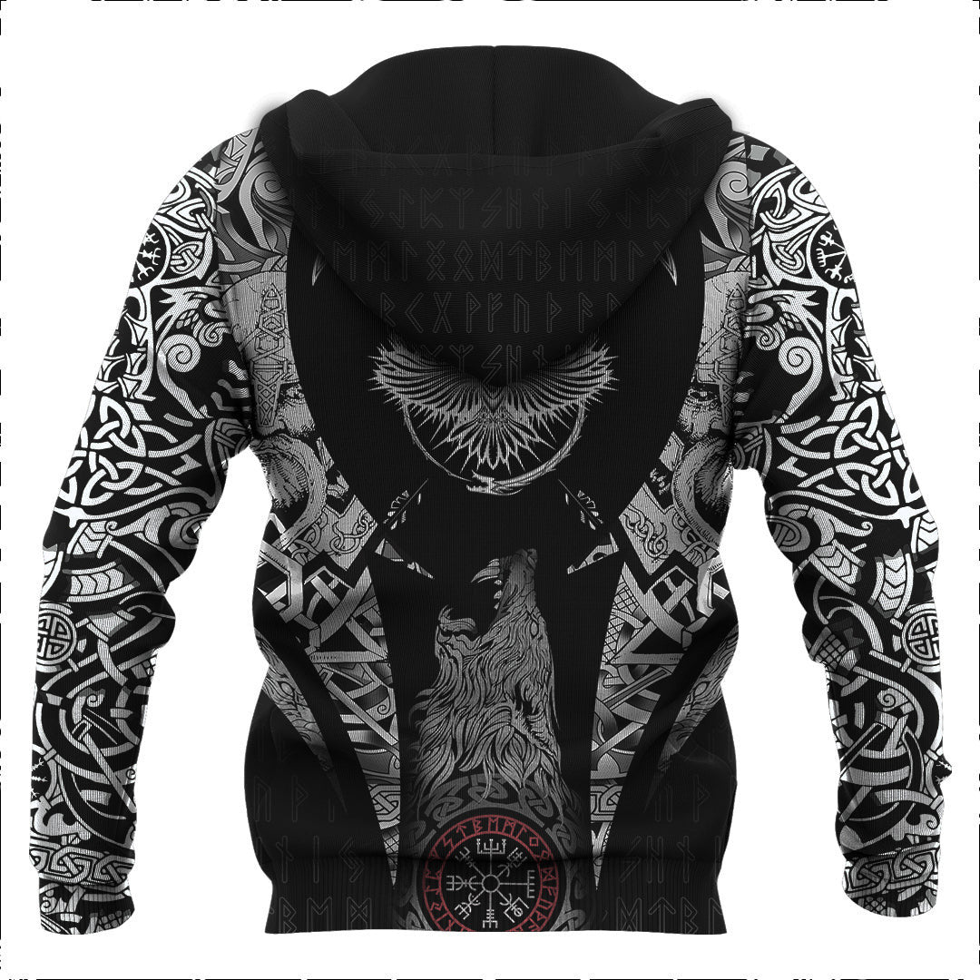 Raven With Open Wings Sacred Sign Of Viking Hoodie