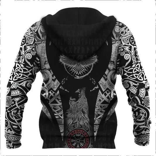 Raven With Open Wings Sacred Sign Of Viking Hoodie
