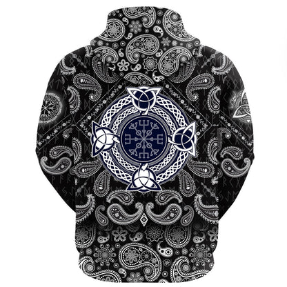 Helm Of Awe Celtic Trinity Knot With Bandana Paisley Style Viking Hoodie