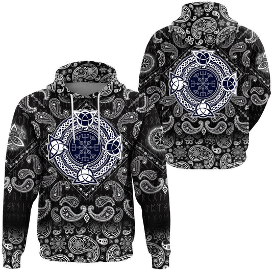 Helm Of Awe Celtic Trinity Knot With Bandana Paisley Style Viking Hoodie