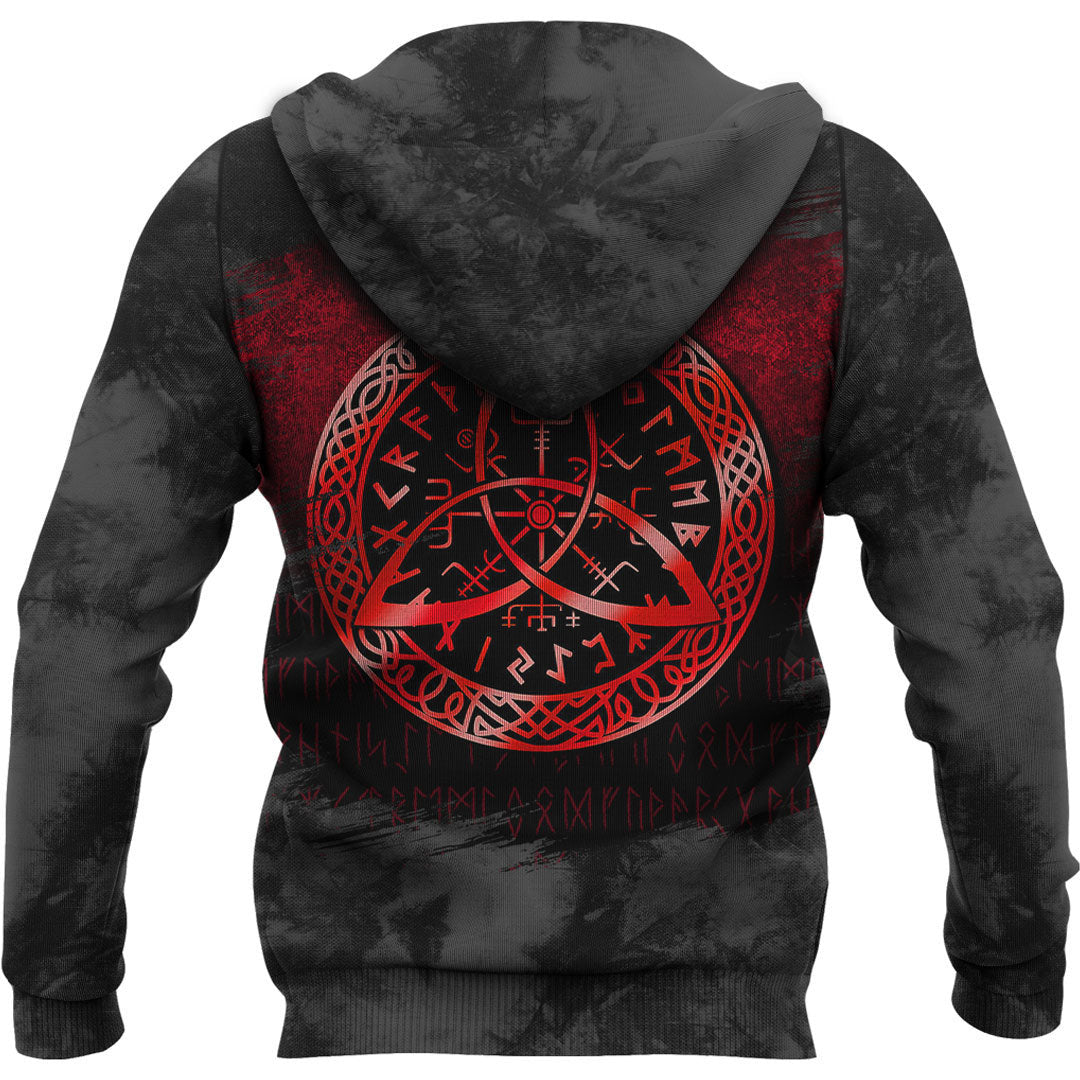 Vegvisir Nordic Viking Rune Red Viking Hoodie