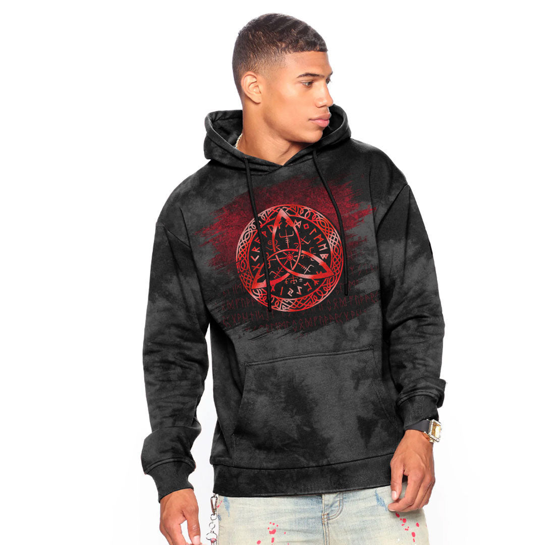 Vegvisir Nordic Viking Rune Red Viking Hoodie