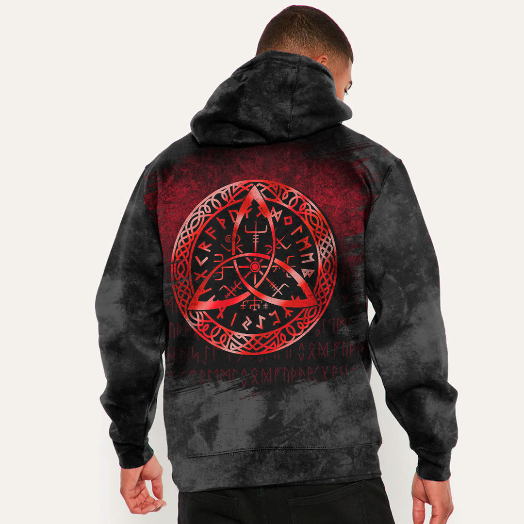 Vegvisir Nordic Viking Rune Red Viking Hoodie