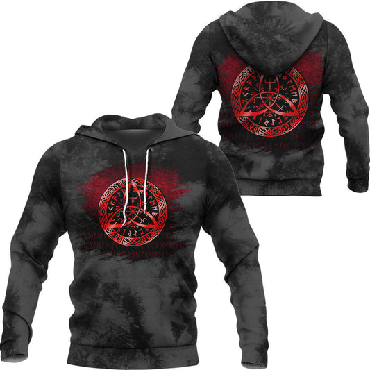 Vegvisir Nordic Viking Rune Red Viking Hoodie