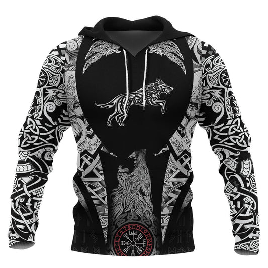 Wolf Tattoo In Traditional Celtic Style #1 Viking Hoodie
