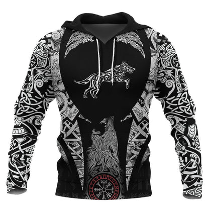 Wolf Tattoo In Traditional Celtic Style #1 Viking Hoodie
