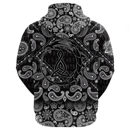 Dragon Ancient Sacral Sign Of Celts With Bandana Paisley Style Viking Hoodie