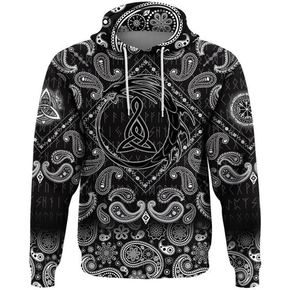 Dragon Ancient Sacral Sign Of Celts With Bandana Paisley Style Viking Hoodie