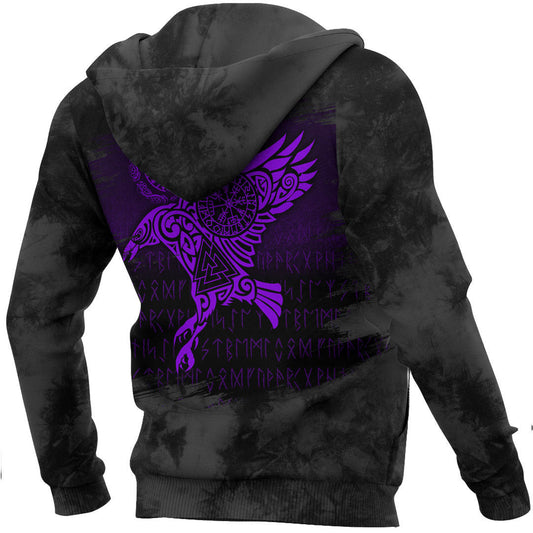 Raven Vegvisir Tattoo Purple Viking Hoodie