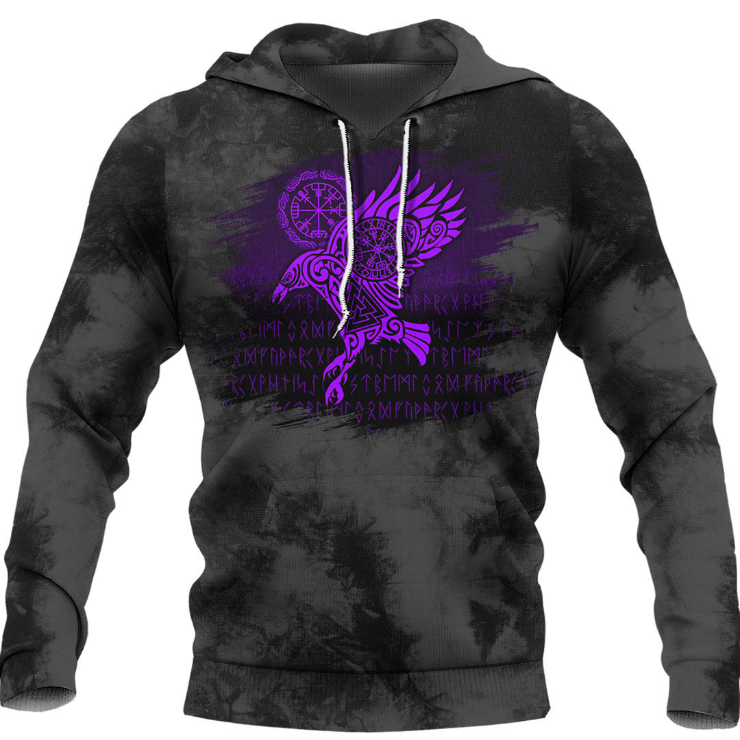 Raven Vegvisir Tattoo Purple Viking Hoodie