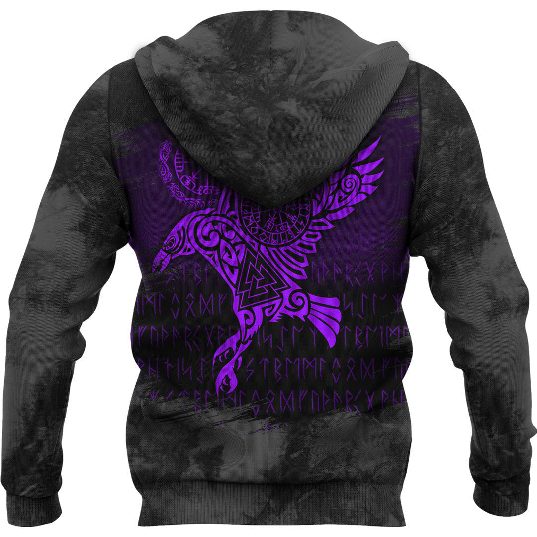 Raven Vegvisir Tattoo Purple Viking Hoodie
