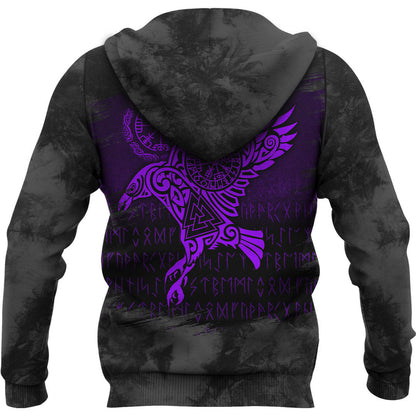 Raven Vegvisir Tattoo Purple Viking Hoodie