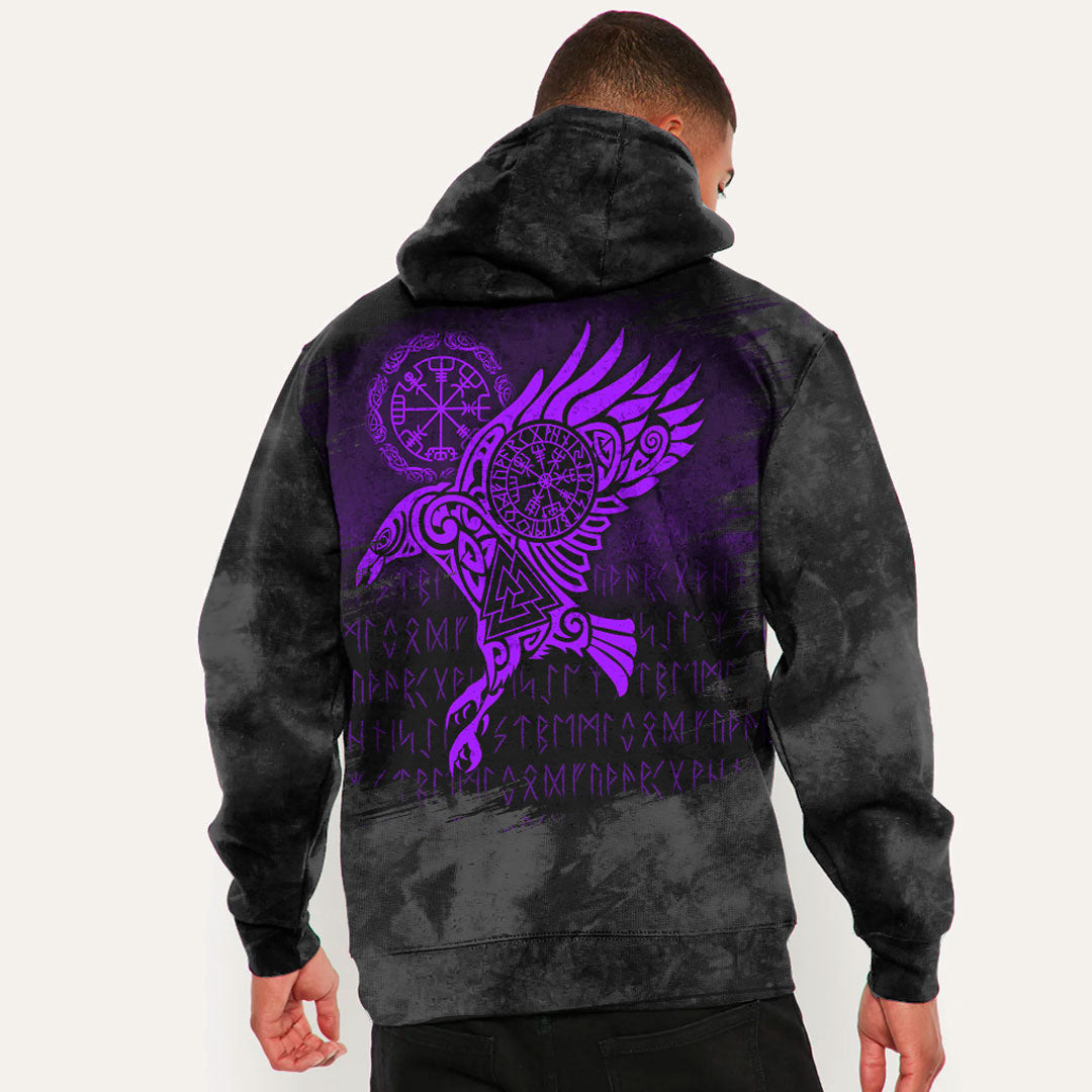 Raven Vegvisir Tattoo Purple Viking Hoodie