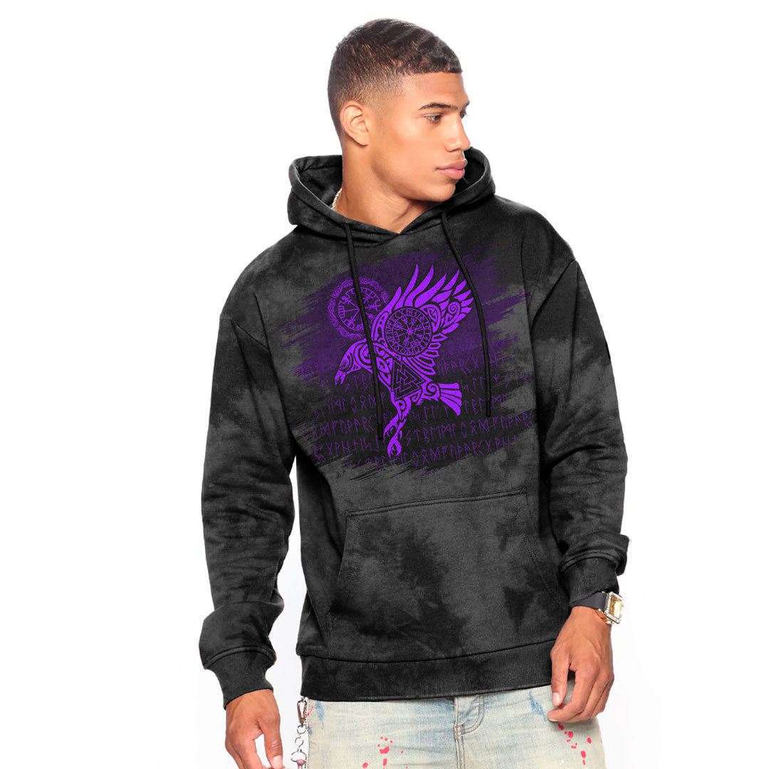 Raven Vegvisir Tattoo Purple Viking Hoodie
