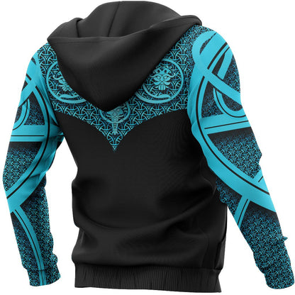 Best Viking Tattoo Blue Viking Hoodie #1 Zipper