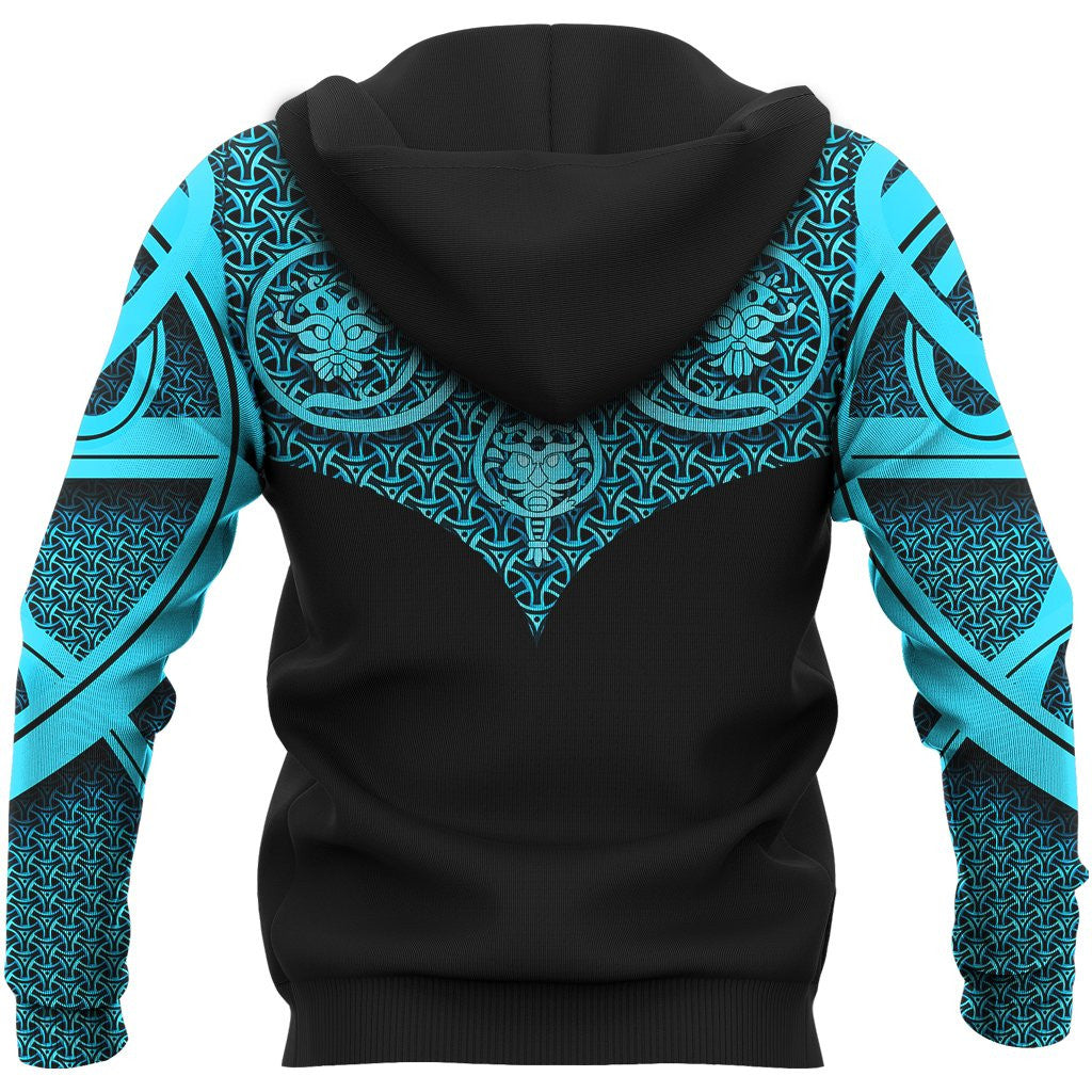 Best Viking Tattoo Blue Viking Hoodie #1 Zipper