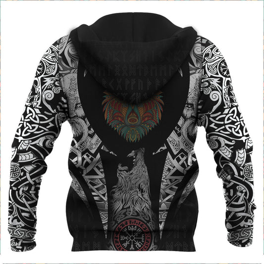 Stylized Wolf In Ethnic Dark Background Viking Hoodie