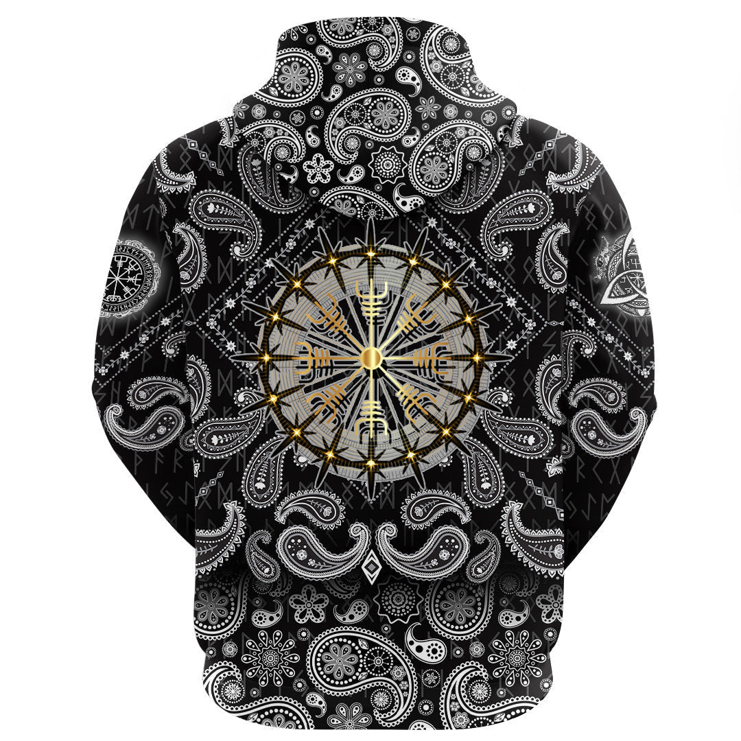 Helm Of Awe Icelandic Magical Stave With Bandana Paisley Style Viking Hoodie