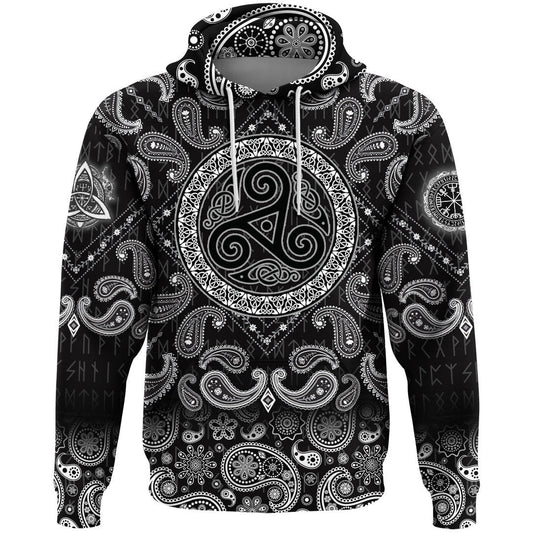 Celtic The Triskele With Bandana Paisley Style Viking Hoodie