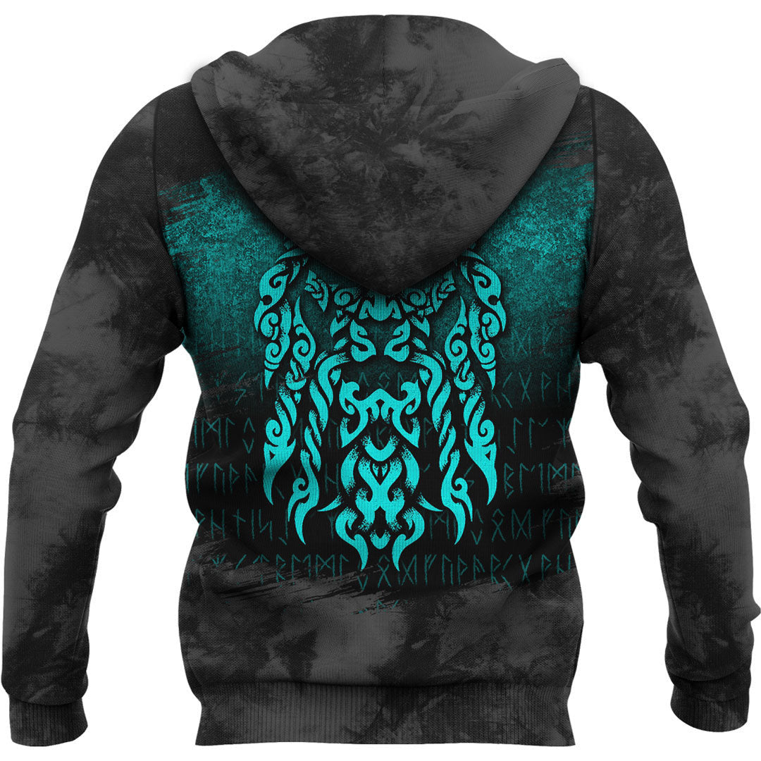 God Odin Allfather In Asgard Raven God Cyan Viking Hoodie