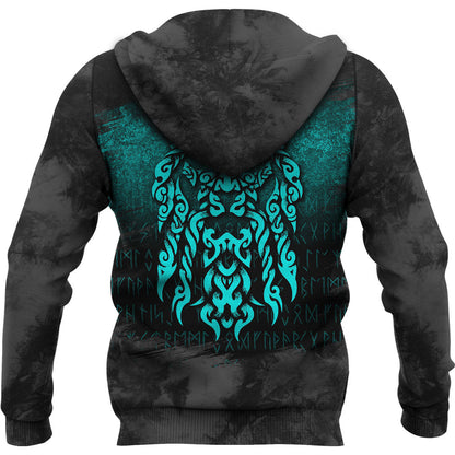 God Odin Allfather In Asgard Raven God Cyan Viking Hoodie
