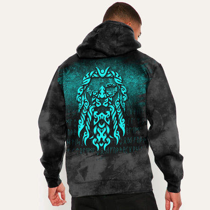 God Odin Allfather In Asgard Raven God Cyan Viking Hoodie