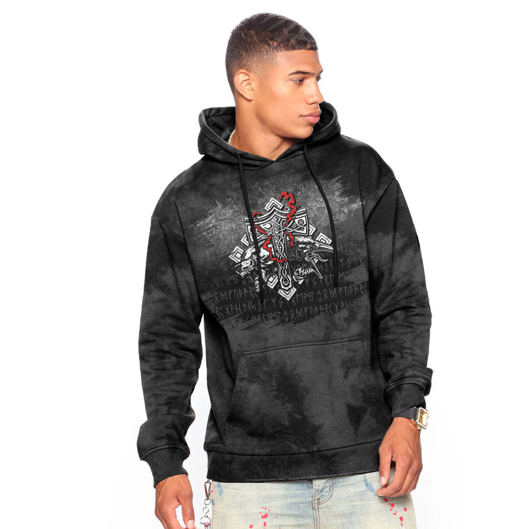Thor Hammer Mjolnir Rune Protection Odin Raven Viking Hoodie