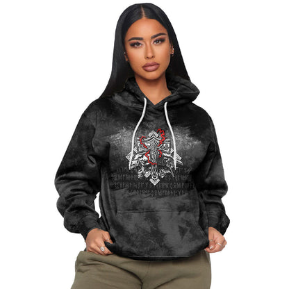 Thor Hammer Mjolnir Rune Protection Odin Raven Viking Hoodie