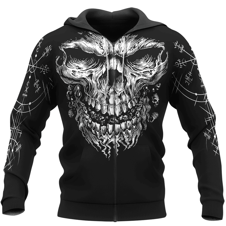 Skull Vegvisir #1 Viking Hoodie