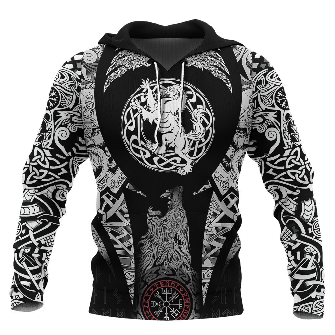 Wild Boar Skull With Spears And Banner Viking Hoodie