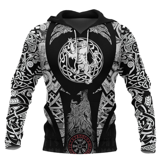 Wild Boar Skull With Spears And Banner Viking Hoodie