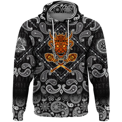 Head Skull With Bandana Paisley Style Viking Hoodie