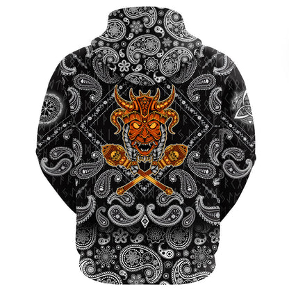 Head Skull With Bandana Paisley Style Viking Hoodie