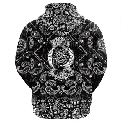 Huginn And Muninn With Bandana Paisley Style Viking Hoodie