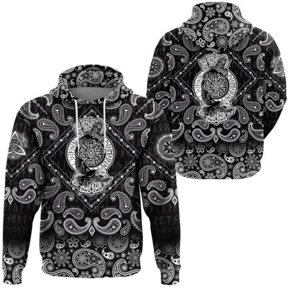 Huginn And Muninn With Bandana Paisley Style Viking Hoodie
