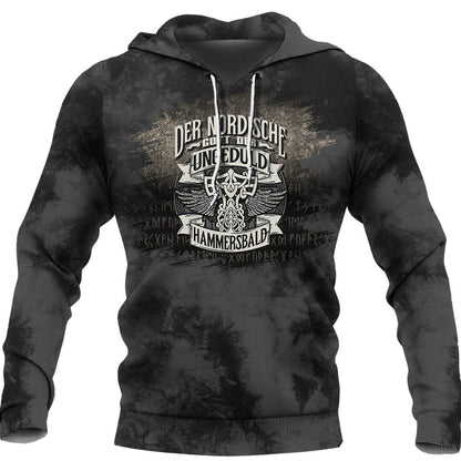 Der nordische Gott der Ungeduld  Hammersbald Viking Hoodie
