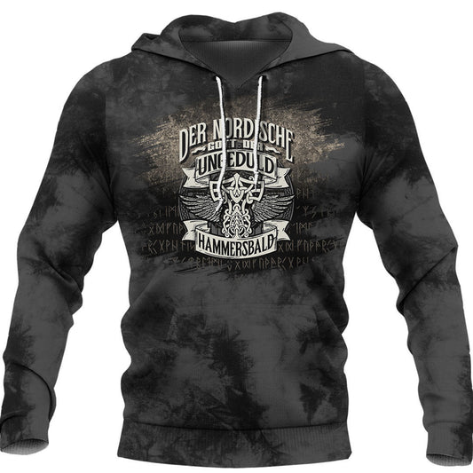 Der nordische Gott der Ungeduld  Hammersbald Viking Hoodie