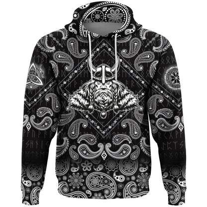 Odin Vintage Concept With Bandana Paisley Style Viking Hoodie