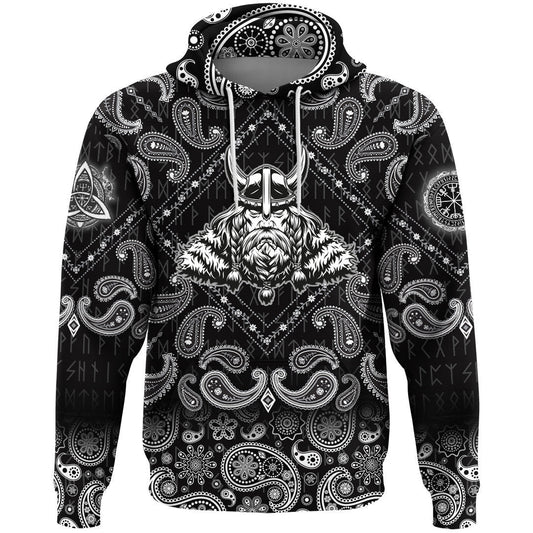 Odin Vintage Concept With Bandana Paisley Style Viking Hoodie