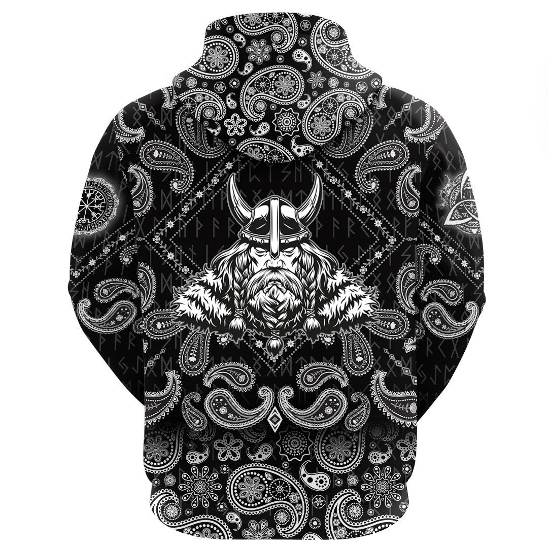 Odin Vintage Concept With Bandana Paisley Style Viking Hoodie