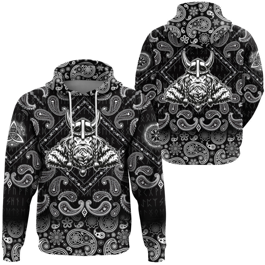 Odin Vintage Concept With Bandana Paisley Style Viking Hoodie