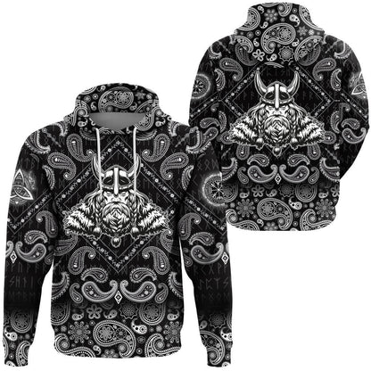 Odin Vintage Concept With Bandana Paisley Style Viking Hoodie