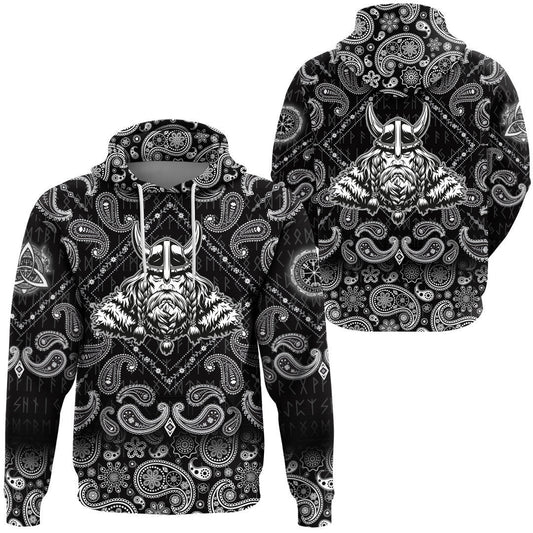 Odin Vintage Concept With Bandana Paisley Style Viking Hoodie
