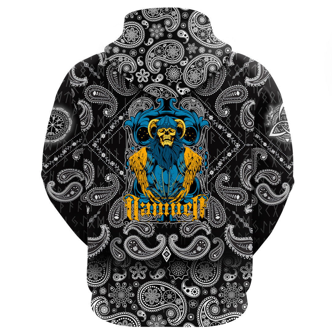 Damned With Bandana Paisley Style Viking Hoodie