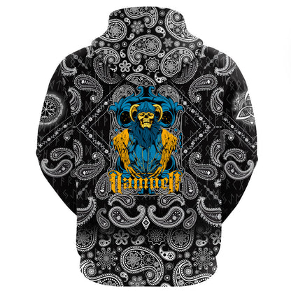 Damned With Bandana Paisley Style Viking Hoodie