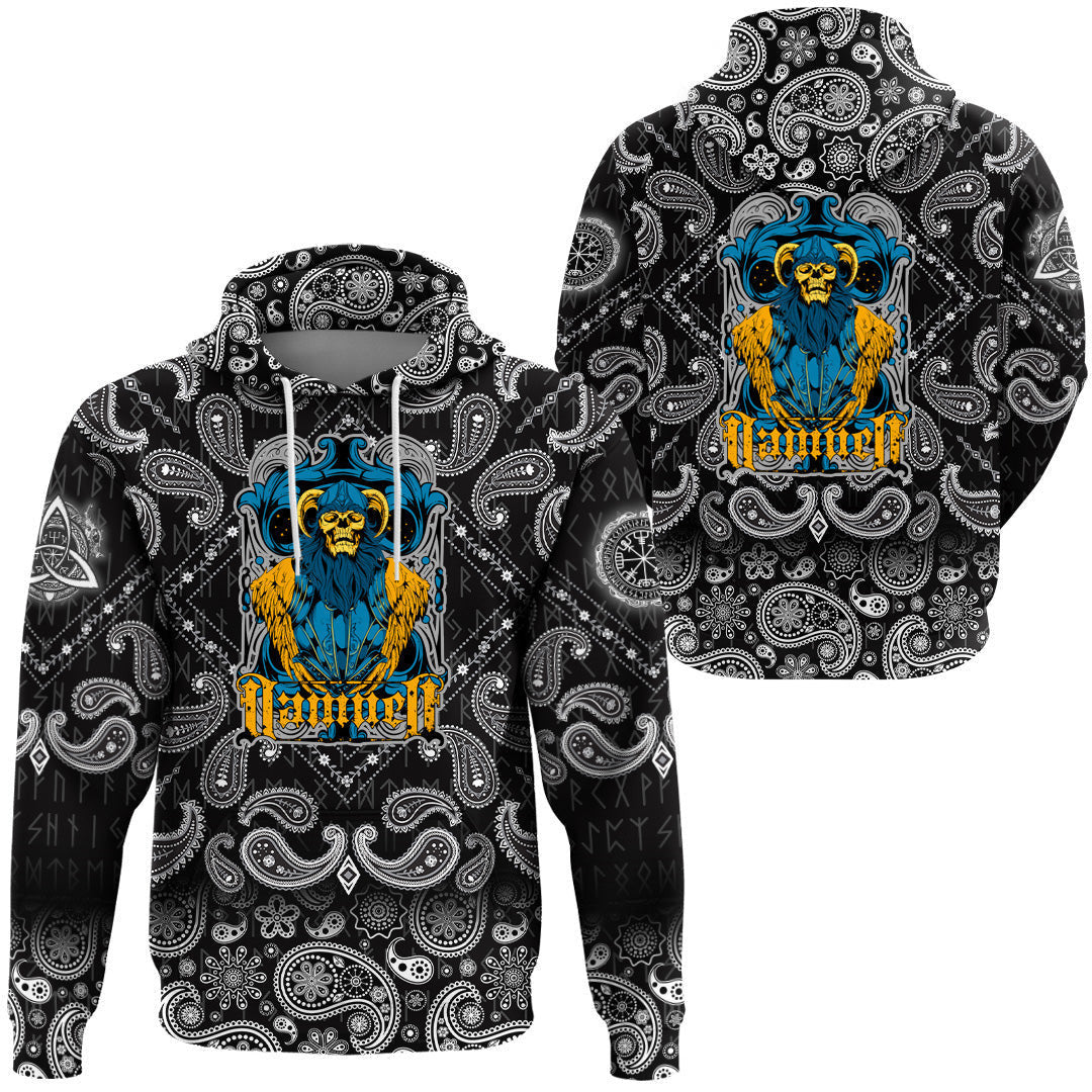 Damned With Bandana Paisley Style Viking Hoodie