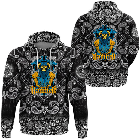 Damned With Bandana Paisley Style Viking Hoodie