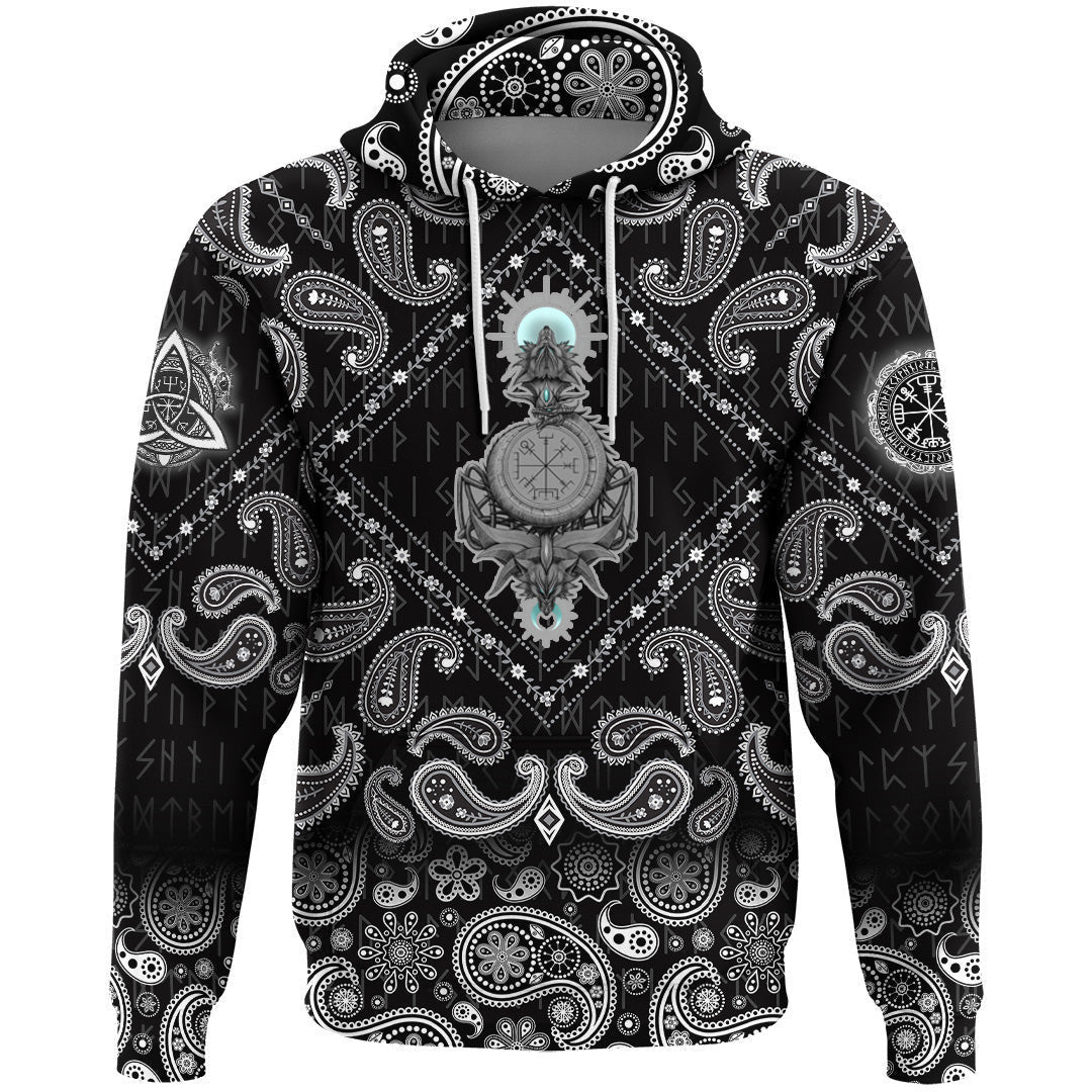 Hati Skoll With Bandana Paisley Style Viking Hoodie