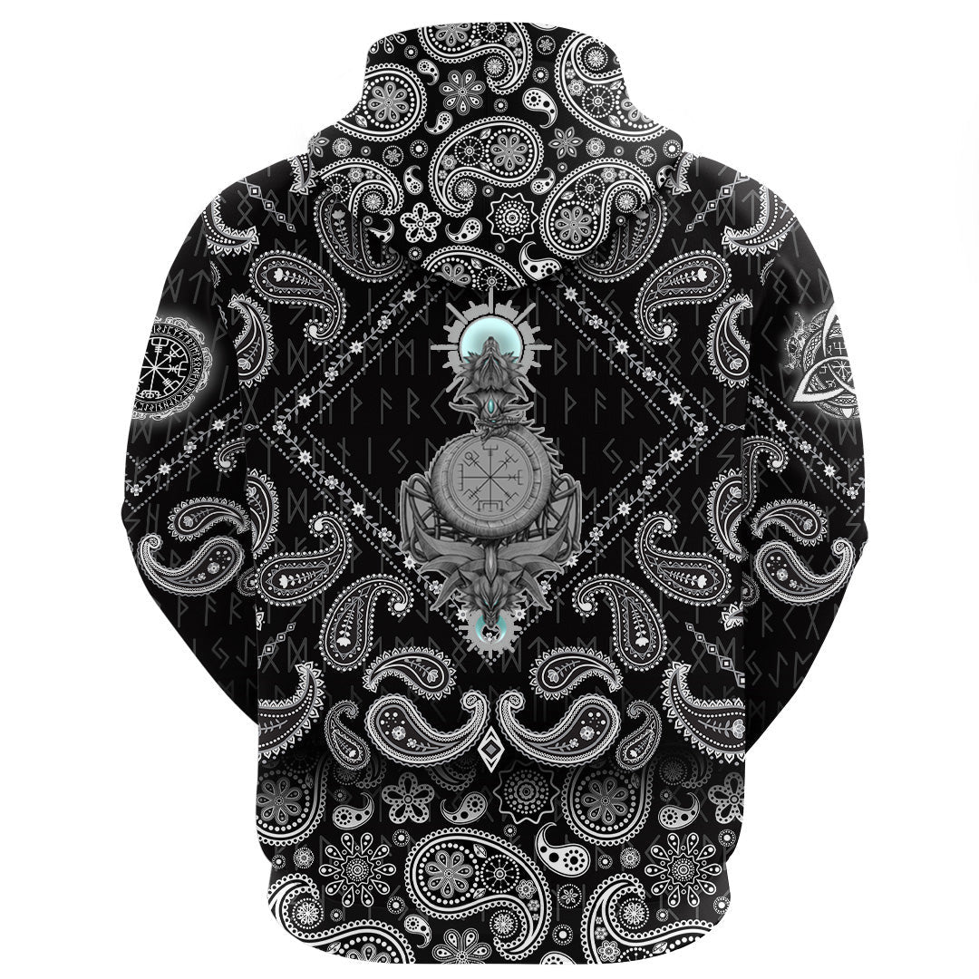 Hati Skoll With Bandana Paisley Style Viking Hoodie